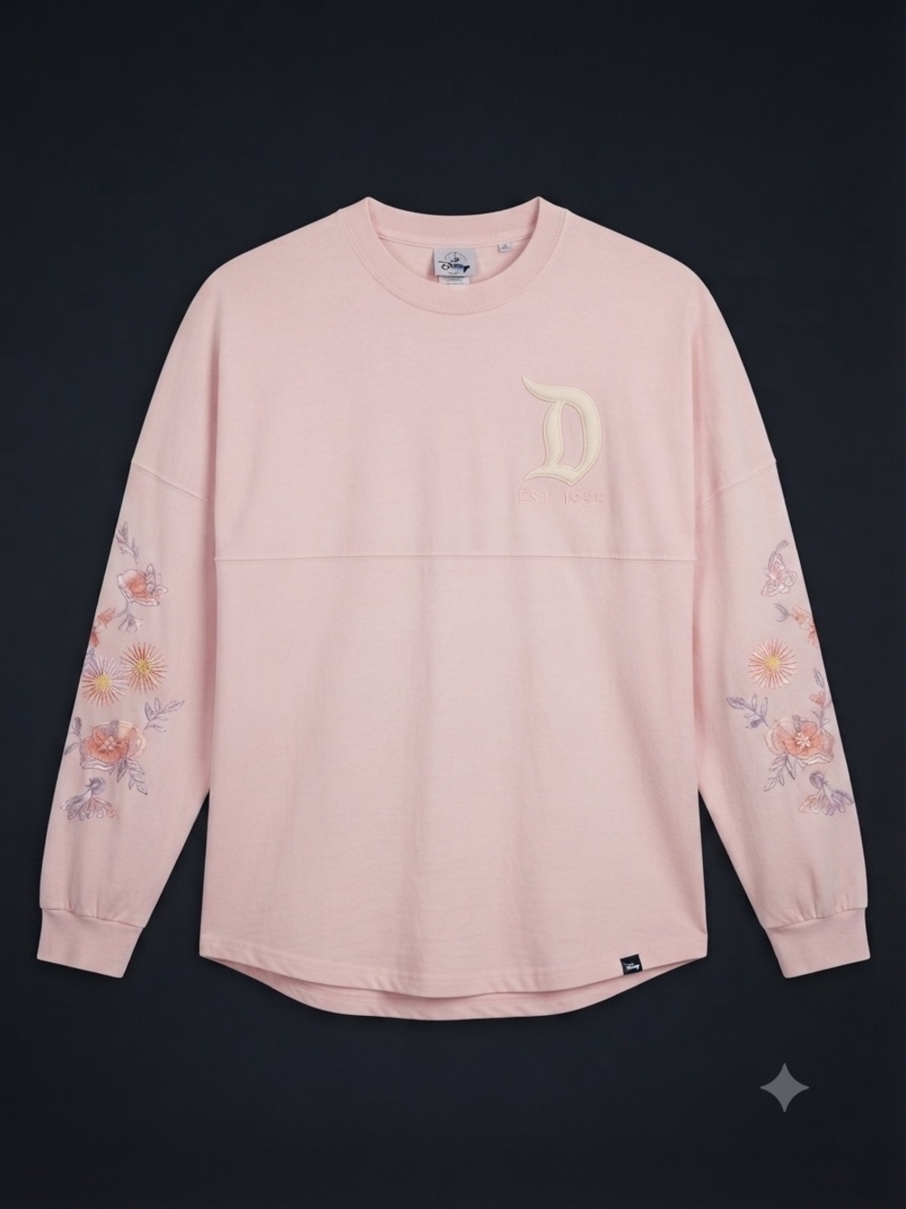 Disney Spirit Jersey Disneyland Resort Peach Floral Embroidered Sweatshirt xxl
